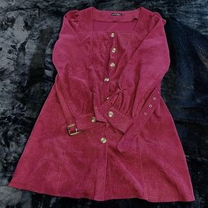 Burgundy Shein Corduroy Buttoned Dress (size medium)